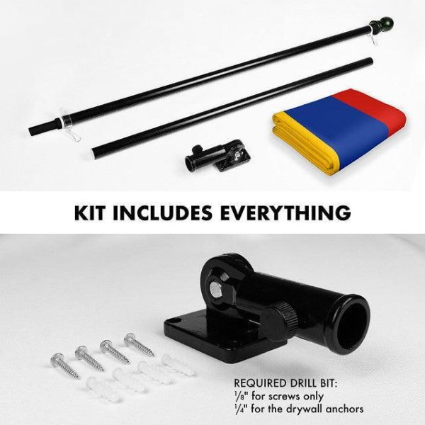 G128 Combo Pack: Flag Pole 6 FT Black Tangle Free & Armenia Armenian Flag 3x5 FT Printed 150D Polyester - Image 2
