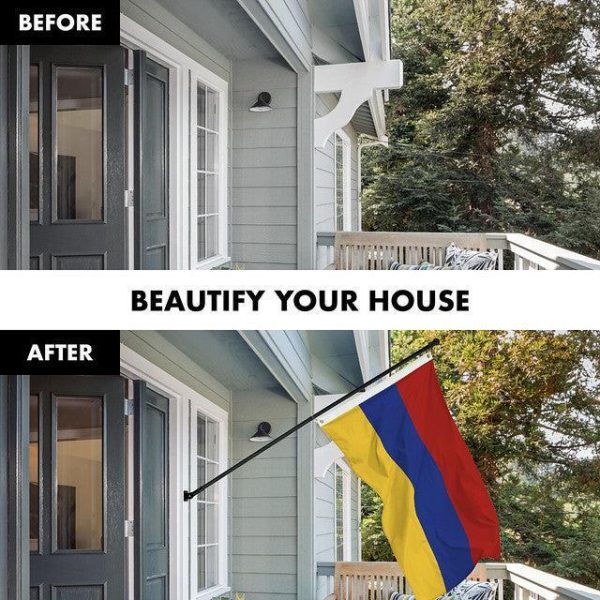 G128 Combo Pack: Flag Pole 6 FT Black Tangle Free & Armenia Armenian Flag 3x5 FT Printed 150D Polyester - Image 3