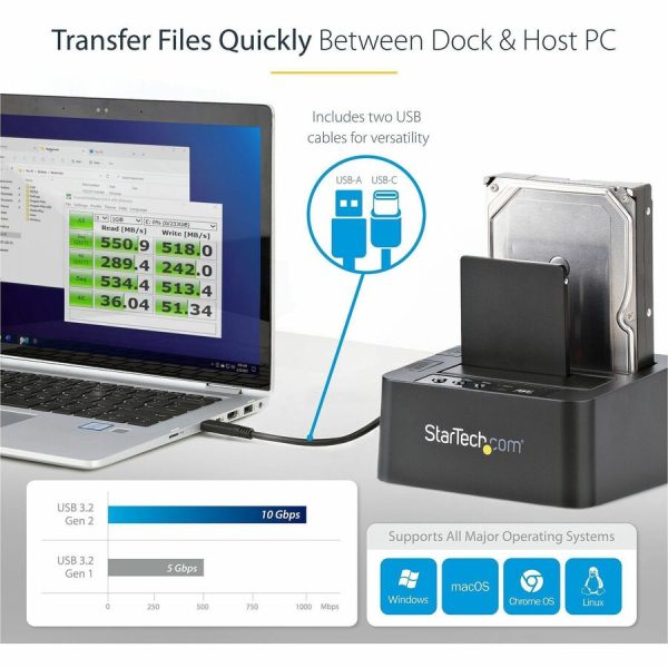 StarTech.com Standalone Hard Drive Duplicator, External Dual Bay HDD/SSD Cloner/Copier, USB 3.1 to SATA Drive Docking Station, Disk Cloner - Image 4