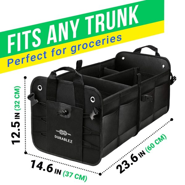 Trunk Organizer with Covering Net Attachable Non Slip Pads and Stainless Hooks Black - Image 5