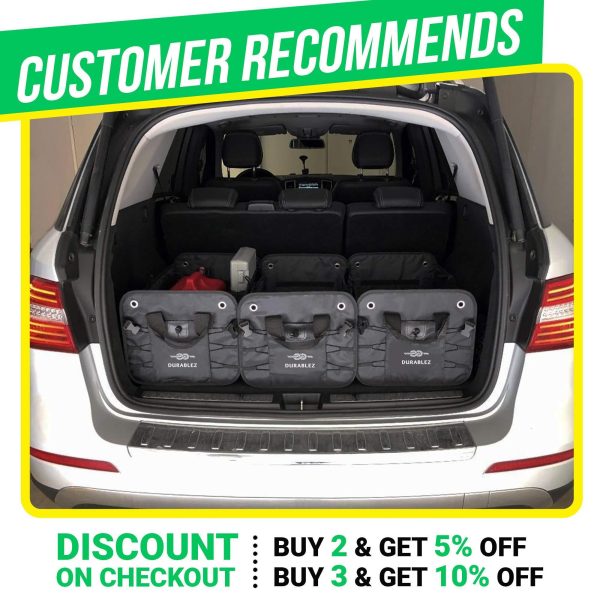 Trunk Organizer with Covering Net Attachable Non Slip Pads and Stainless Hooks Black - Image 6