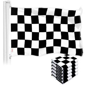 G128 5 Pack: Checkered Flag | 3x5 Ft | LiteWeave Pro Series Printed 150D Polyester | Indoor/Outdoor, Vibrant Colors, Brass Grommets, Thicker and More Durable Than 100D 75D Polyester