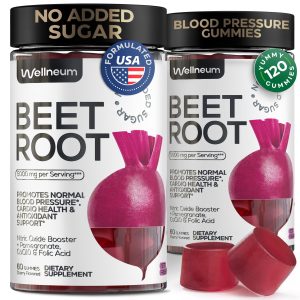 Beets for High Blood Pressure 5000 Mg   Beet Root Chews with Pomegranate Juice Powder   Nitric Oxide Gummies for Energy Cardio Health   Gummy Supplement for Men and Women   Sugar Free   2 Pack
