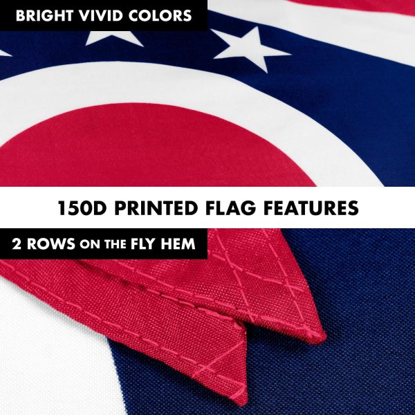 G128 Combo Pack: 6 Feet Tangle Free Spinning Flagpole (Silver) Ohio OH State Flag 3x5 ft Printed 150D Brass Grommets (Flag Included) Aluminum Flag Pole - Image 5