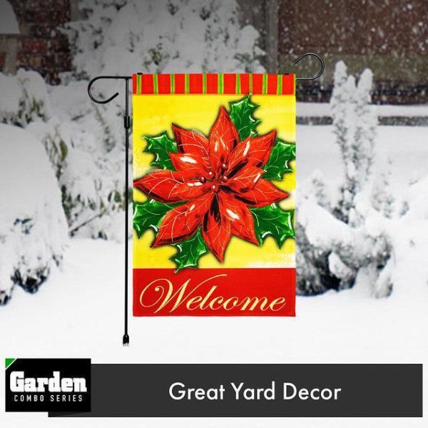 G128 Combo Pack: Garden Flag Stand Black 36x16 Inch & Garden Flag Welcome Red Poinsettia 12x18 Inch - Image 9