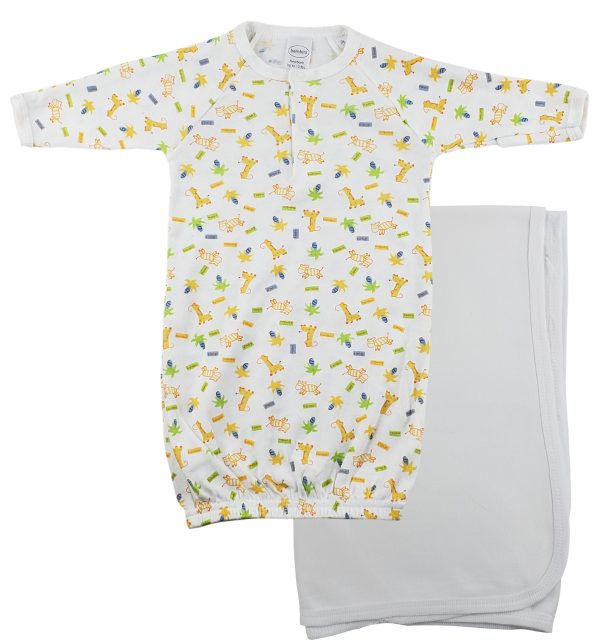 Print Infant Gown And Recieving Blanket Cs_0097