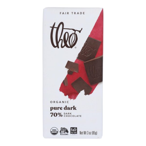 Theo Chocolate Organic Chocolate Bar - Classic - Dark Chocolate - 70 Percent Cacao - Pure - 3 oz Bars - Case of 12 - Image 2