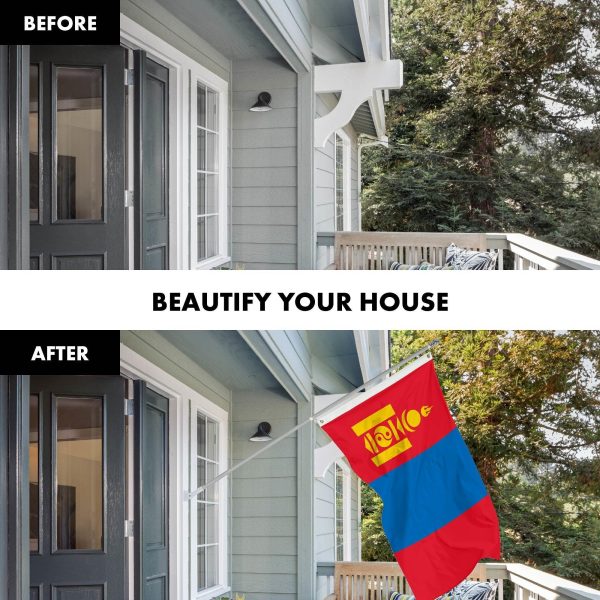 G128 Combo Pack: 6 Ft Tangle Free Aluminum Spinning Flagpole (Silver) & Mongolia Mongolian Flag 3x5 Ft, LiteWeave Pro Series Printed 150D Polyester | Pole with Flag Included - Image 3