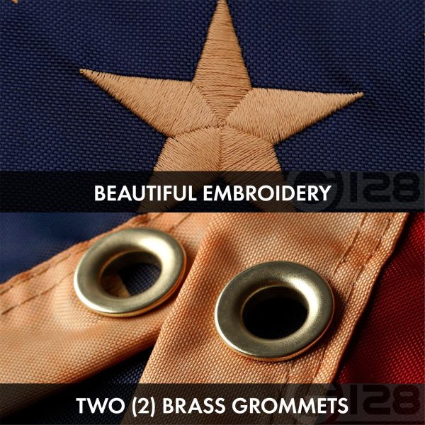 G128 Combo Pack: American USA Flag ToughWeave Series 3x5 Ft Single Sided & An Appeal to Heaven Tea-Stained Flag Double Sided 3x5 Ft Double ToughWeave Pro Series | Both Embroidered Poly, Brass Grommets - Image 4