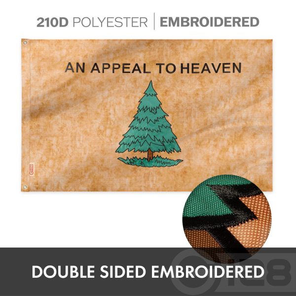 G128 Combo Pack: American USA Flag ToughWeave Series 3x5 Ft Single Sided & An Appeal to Heaven Tea-Stained Flag Double Sided 3x5 Ft Double ToughWeave Pro Series | Both Embroidered Poly, Brass Grommets - Image 6