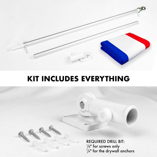 G128 Combo Pack: 6 Feet Tangle Free Spinning Flagpole (Silver) Netherlands Dutch Flag 3x5 ft Printed 150D Brass Grommets (Flag Included) Aluminum Flag Pole - Image 2