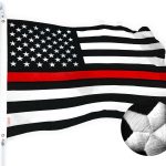 G128 - Thin Red Line Flag Embroidered 2x3 FT Heavy Duty 220GSM Tough Spun Polyester U.S. American Flag Brass Grommets Honoring Fire Fighters and EMTs Black White and Red US Flag
