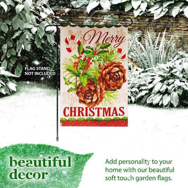 G128 Garden Flag Merry Christmas Pinecone Bouquet | 12x18 Inch | Printed Blockout Polyester - Christmas Decoration - Image 8