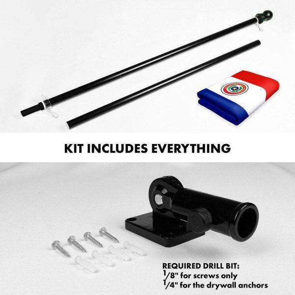 G128 Combo Pack: 6 Ft Tangle Free Spinning Flagpole (Black) & Paraguay Flag 3x5 Ft Printed 150D Polyester, Brass Grommets (Flag Included) Aluminum Flag Pole - Image 2