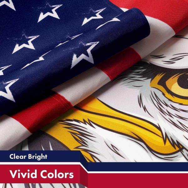 G128 2 Pack: American USA Proud & Free Eagle Flag | 3x5Ft | LiteWeave Pro Printed 300D Polyester | Specialty Flag, Vibrant Colors, Brass Grommets, Thicker and More Durable Than 100D 75D Polyester - Image 3