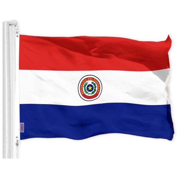 G128 Combo Pack: American USA Flag 3x5 Ft & Paraguay Flag 3x5 Ft, Both Printed 150D Polyester, Indoor/Outdoor, Brass Grommets - Image 2
