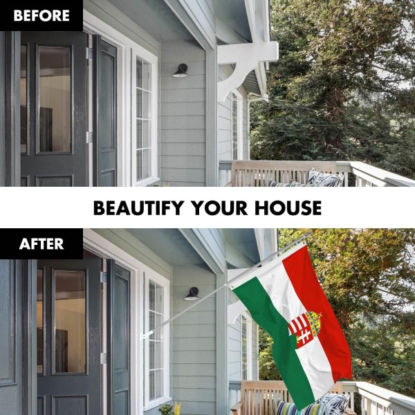 G128 Combo Pack: 6 Ft Tangle Free Spinning Flagpole (Silver) & Hungary Coat of Arms Flag 3x5 Ft Printed 300D Polyester, Brass Grommets (Flag Included) Aluminum Flag Pole - Image 3
