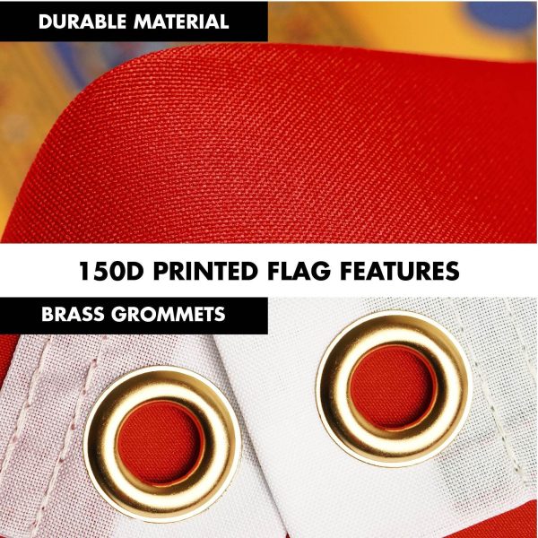 G128 Combo Pack: 6 Ft Tangle Free Spinning Flagpole (Silver) & Hungary Coat of Arms Flag 3x5 Ft Printed 300D Polyester, Brass Grommets (Flag Included) Aluminum Flag Pole - Image 4