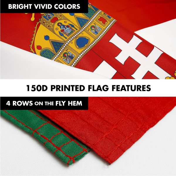 G128 Combo Pack: 6 Ft Tangle Free Spinning Flagpole (Silver) & Hungary Coat of Arms Flag 3x5 Ft Printed 300D Polyester, Brass Grommets (Flag Included) Aluminum Flag Pole - Image 5