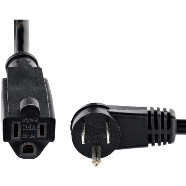 StarTech.com 6ft (2m) Power Extension Cord, Right Angle NEMA 5-15P to NEMA 5-15R, 13A 125V, 16AWG, Black, Flat Outlet Extension Cable - Image 3