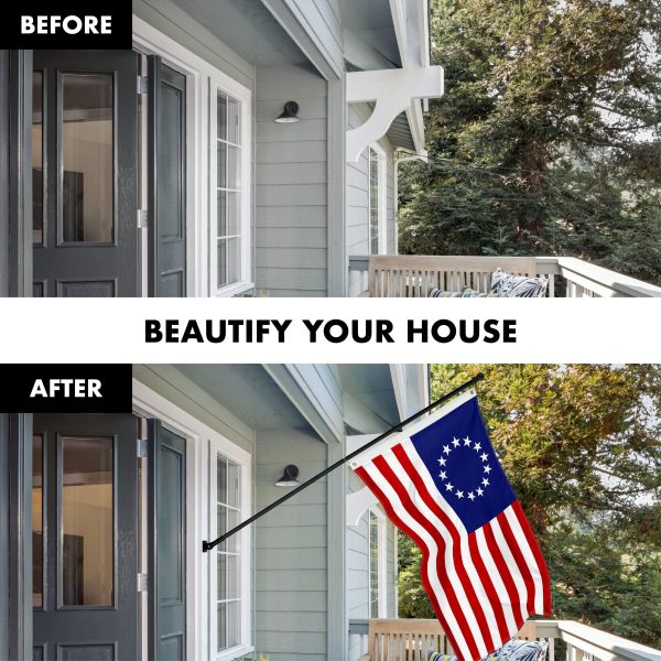 G128 Combo Pack: 5 Ft Tangle Free Aluminum Spinning Flagpole (Black) & Betsy Ross Flag 2.5x4 Ft, ToughWeave Series Embroidered 300D Polyester | Pole with Flag Included - Image 3