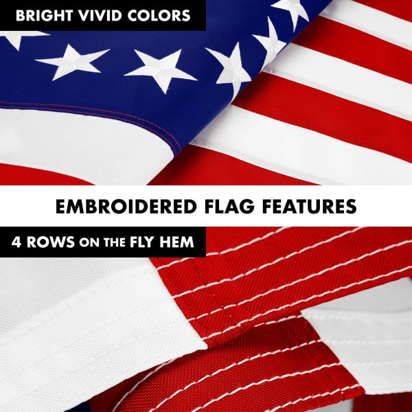 G128 Combo Pack: 5 Ft Tangle Free Aluminum Spinning Flagpole (Black) & Betsy Ross Flag 2.5x4 Ft, ToughWeave Series Embroidered 300D Polyester | Pole with Flag Included - Image 5