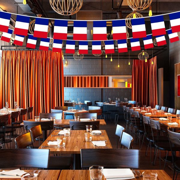 G128 France French Bunting Banner | Flag 8.2 x 5.5 Inch, Full String 33 Feet | Printed 150D Polyester, Decorations For Bar, School, Festival Events Celebration - Image 5