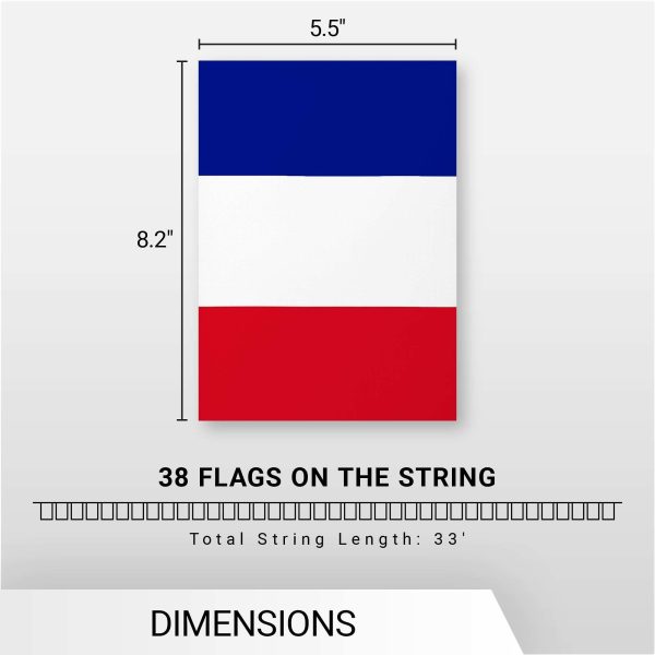 G128 France French Bunting Banner | Flag 8.2 x 5.5 Inch, Full String 33 Feet | Printed 150D Polyester, Decorations For Bar, School, Festival Events Celebration - Image 7
