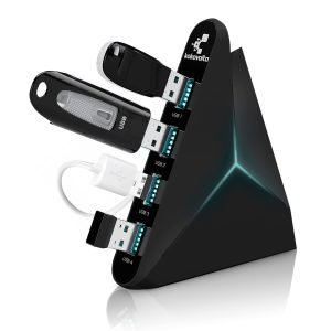 USB 3.0 Hub | Vertical Data Hub with Long Cord   4 Additional Ports for Mac & PC | Black…