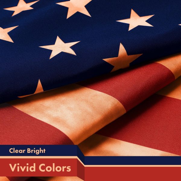 G128 American USA Tea-Stained Flag | 3x5 Ft | LiteWeave Pro Series Printed 300D Polyester | Indoor/Outdoor, Vibrant Colors, Brass Grommets, Thicker and More Durable Than 100D 75D Polyester - Image 3