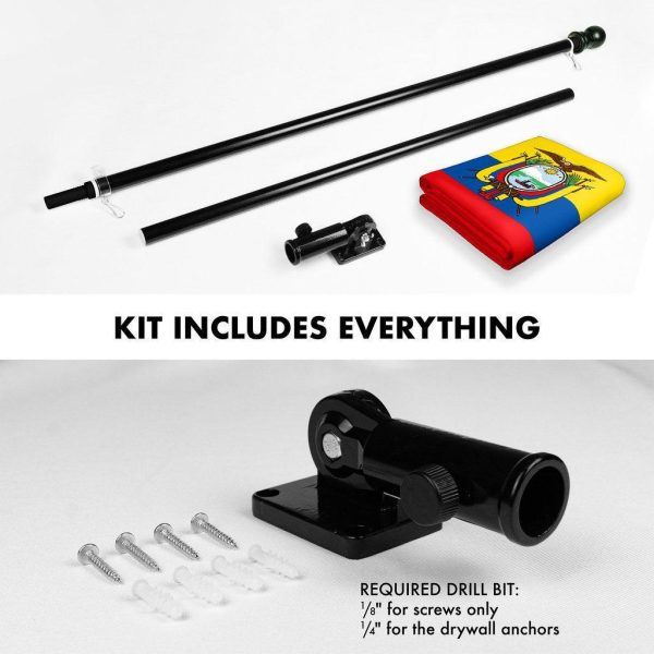 G128 Combo Pack: 6 Ft Tangle Free Spinning Flagpole (Black) & Ecuador Flag 3x5 Ft Printed 150D Polyester, Brass Grommets (Flag Included) Aluminum Flag Pole - Image 2
