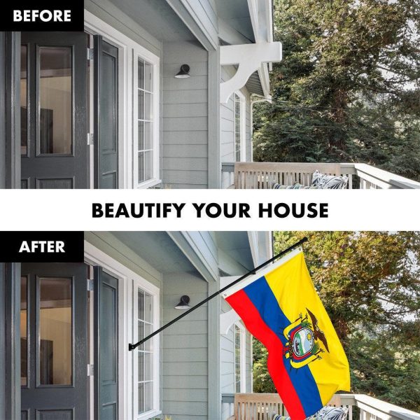 G128 Combo Pack: 6 Ft Tangle Free Spinning Flagpole (Black) & Ecuador Flag 3x5 Ft Printed 150D Polyester, Brass Grommets (Flag Included) Aluminum Flag Pole - Image 3