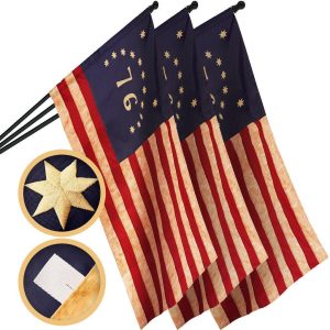 G128 3 Pack: Bennington 76 Tea-Stained Flag | 2.5x4 Ft | ToughWeave Pro Series Pole Sleeve Embroidered 420D Polyester | Historical Flag, Embroidered Design, High Quality, NO Flagpole Included