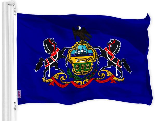 G128 Combo Pack: USA American Flag 3x5 Ft 150D Printed Stars & Pennsylvania State Flag 3x5 Ft 150D Printed - Image 2