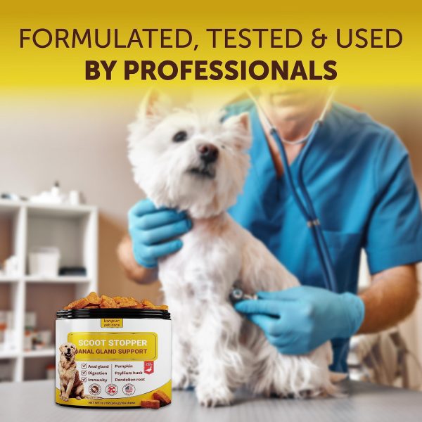 Scoot Stopper Dog Soft Chews w/Fiber - Stool Hardener for Dog Anal Gland Treatment, Digestion Support -180 Tasty Chews w/Natural Flaxseed, Pumpkin and Psyllium Husk for Dog Comfort - Image 6