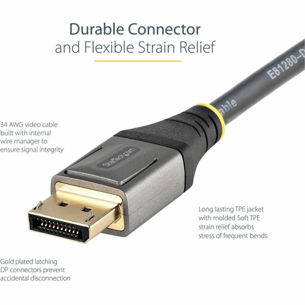 StarTech.com 1ft (30cm) DisplayPort 1.4 Cable, 8K 60Hz HDR10, UHD 4K 120Hz Video, DP to DP Monitor Cord, DP 1.4 Cable, M/M - Image 3