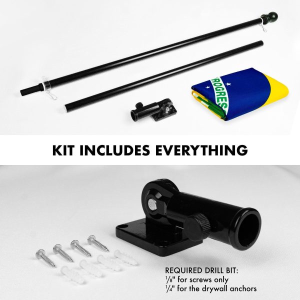 G128 - 6 Feet Tangle Free Spinning Flagpole (Black) Brazil Brass Grommets Printed 3x5 ft (Flag Included) Aluminum Flag Pole - Image 2