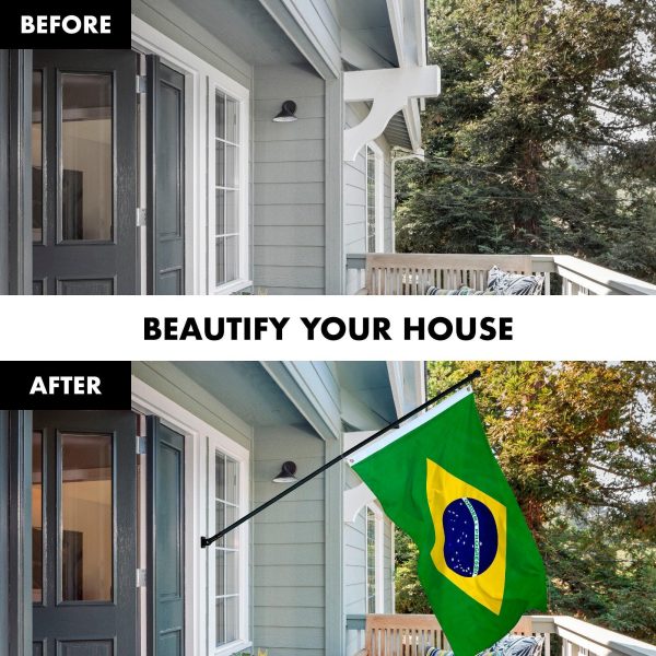 G128 - 6 Feet Tangle Free Spinning Flagpole (Black) Brazil Brass Grommets Printed 3x5 ft (Flag Included) Aluminum Flag Pole - Image 3