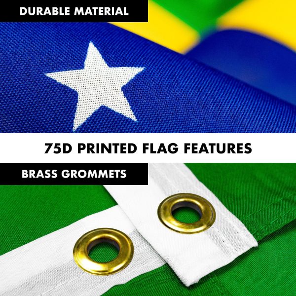 G128 - 6 Feet Tangle Free Spinning Flagpole (Black) Brazil Brass Grommets Printed 3x5 ft (Flag Included) Aluminum Flag Pole - Image 4