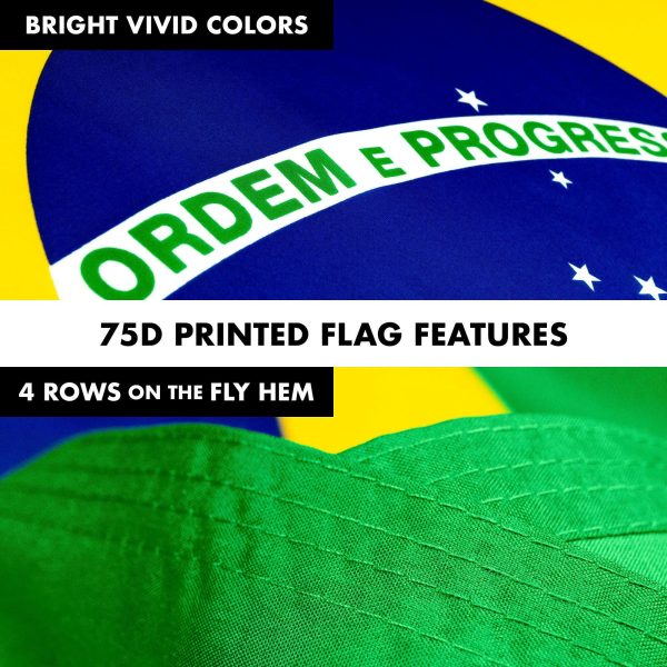 G128 - 6 Feet Tangle Free Spinning Flagpole (Black) Brazil Brass Grommets Printed 3x5 ft (Flag Included) Aluminum Flag Pole - Image 5