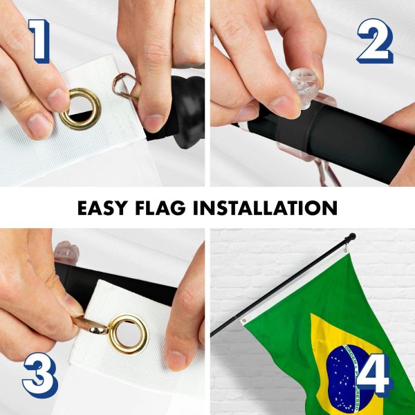 G128 - 6 Feet Tangle Free Spinning Flagpole (Black) Brazil Brass Grommets Printed 3x5 ft (Flag Included) Aluminum Flag Pole - Image 7