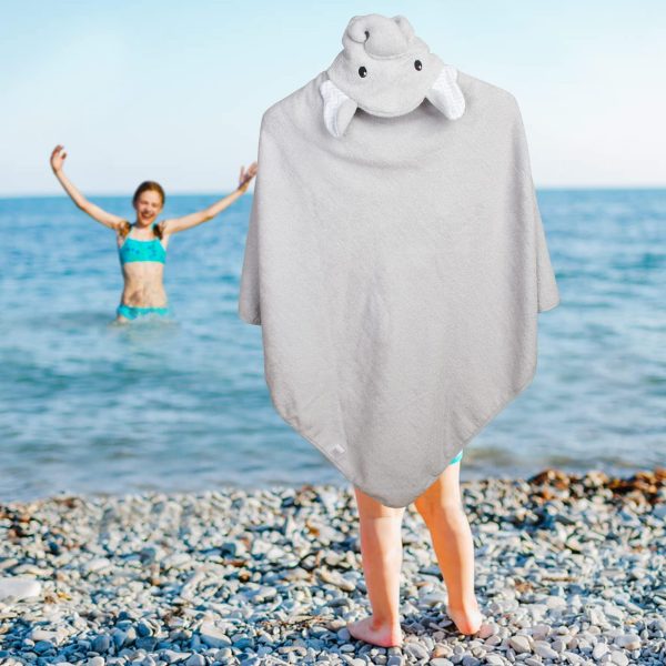 PUREVACY Hooded Baby Towels 33 x 33 Inches with Elephant Face. Light Gray Baby Bath Towels Hooded with Ears. 100% Woven Terry Cotton Hooded Towels for Baby Girl and Boy. Soft Toddler Towels for Kids - Image 7