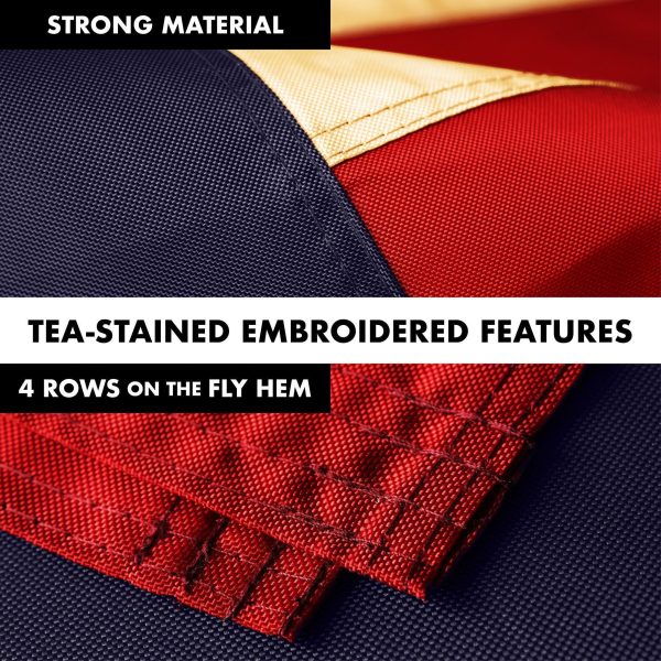 G128 Combo Pack: 6 Ft Tangle Free Aluminum Spinning Flagpole (Black) & Betsy Ross 1776 Tea-Stained Flag 3x5 Ft, ToughWeave Pro Series Embroidered 420D Polyester | Pole with Flag Included - Image 5