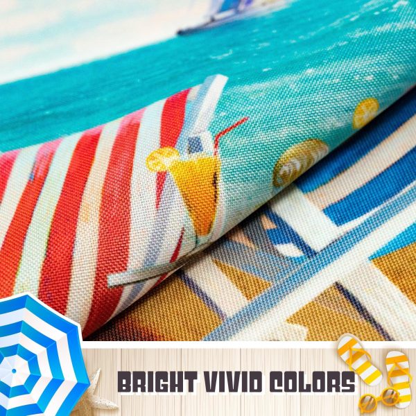G128 - Beach Summer with Chairs & Umbrella Garden Flag | 12x18 Inch | Printed 150D Polyester - Rustic Holiday Seasonal Outdoor Flag - Image 3