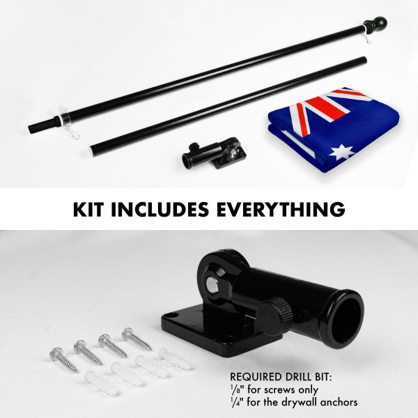 G128 Combo Pack: 6 Feet Tangle Free Spinning Flagpole (Black) Australia Australian Flag 3x5 ft Printed 150D Brass Grommets (Flag Included) Aluminum Flag Pole - Image 2