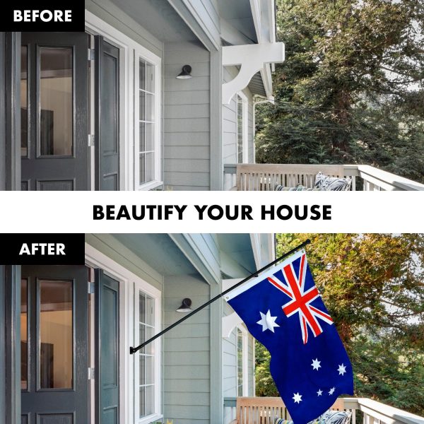 G128 Combo Pack: 6 Feet Tangle Free Spinning Flagpole (Black) Australia Australian Flag 3x5 ft Printed 150D Brass Grommets (Flag Included) Aluminum Flag Pole - Image 3