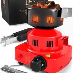 Premium Hookah Coal Burner   Red Burner for Hookah 450W – FIRE Tower Multipurpose Electric Stove for Hookah coals Burner for Shisha Free Hookah Tongs overheat Protection Hookah Charcoal Burner