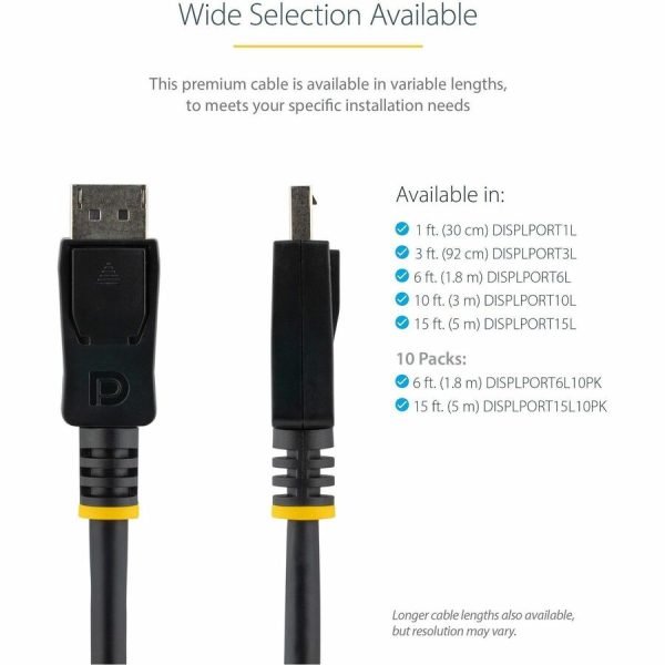 StarTech.com 10 ft Certified DisplayPort 1.2 Cable with Latches M/M - DisplayPort 4k - Image 4