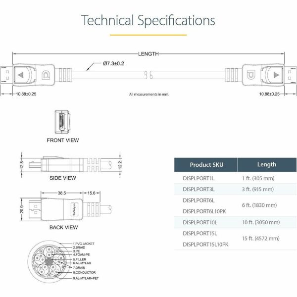 StarTech.com 10 ft Certified DisplayPort 1.2 Cable with Latches M/M - DisplayPort 4k - Image 6
