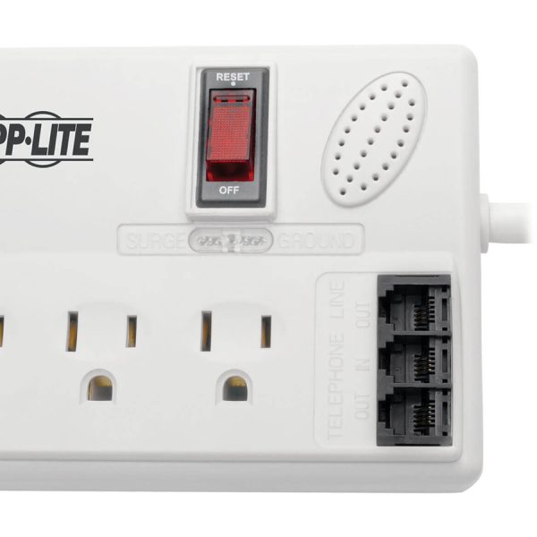 Eaton Tripp Lite Series 8-Outlet Surge Protector with DSL/Phone Line/Modem Surge Protection - 3150 Joules, 6 ft. (1.83 m) Cord, TAA - Image 3